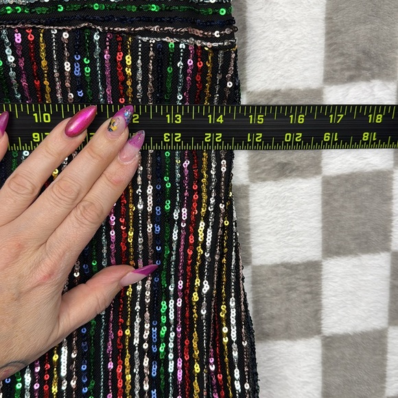 Rainbow sequin dress formal cocktail dress Three pink hearts m adjustable strap - Picture 10 of 13